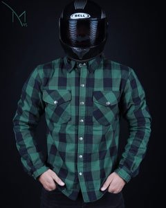 green and black checkered flannel shirt
