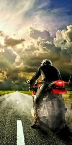 motorcycle ride in cloudy season