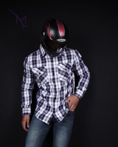 white and purple casual shirt
